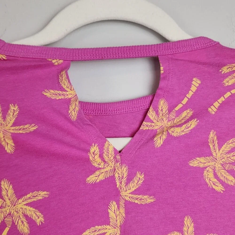 Zara girls sz 11-12 pink palm tree boxy top t shirt